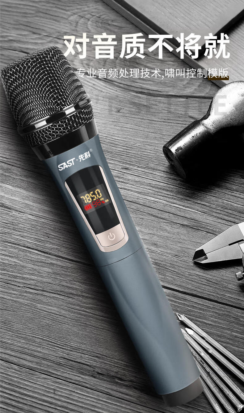 先科专业无线话筒家用唱歌一拖二u段接收器舞台户外ktv麦克风充电750