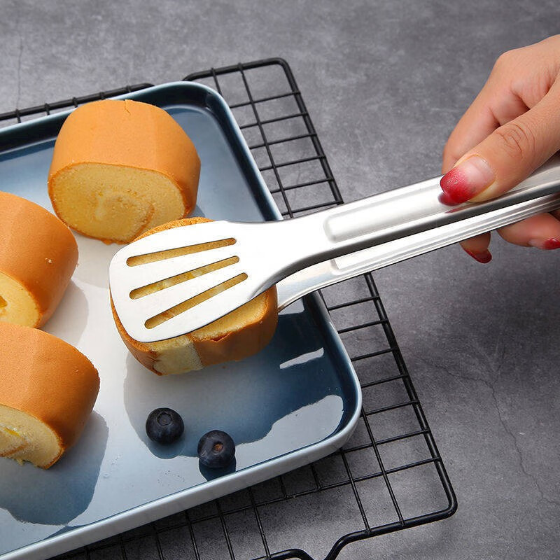 不锈钢食品夹面包夹防烫烧烤夹子加厚三线夹牛排夹耐高温烘焙用具