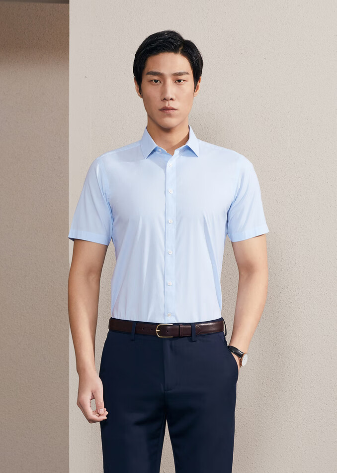 雅戈尔【免烫dp 】衬衫男 2021春夏青年男短袖衬衫 免烫衬衫男 衬衣