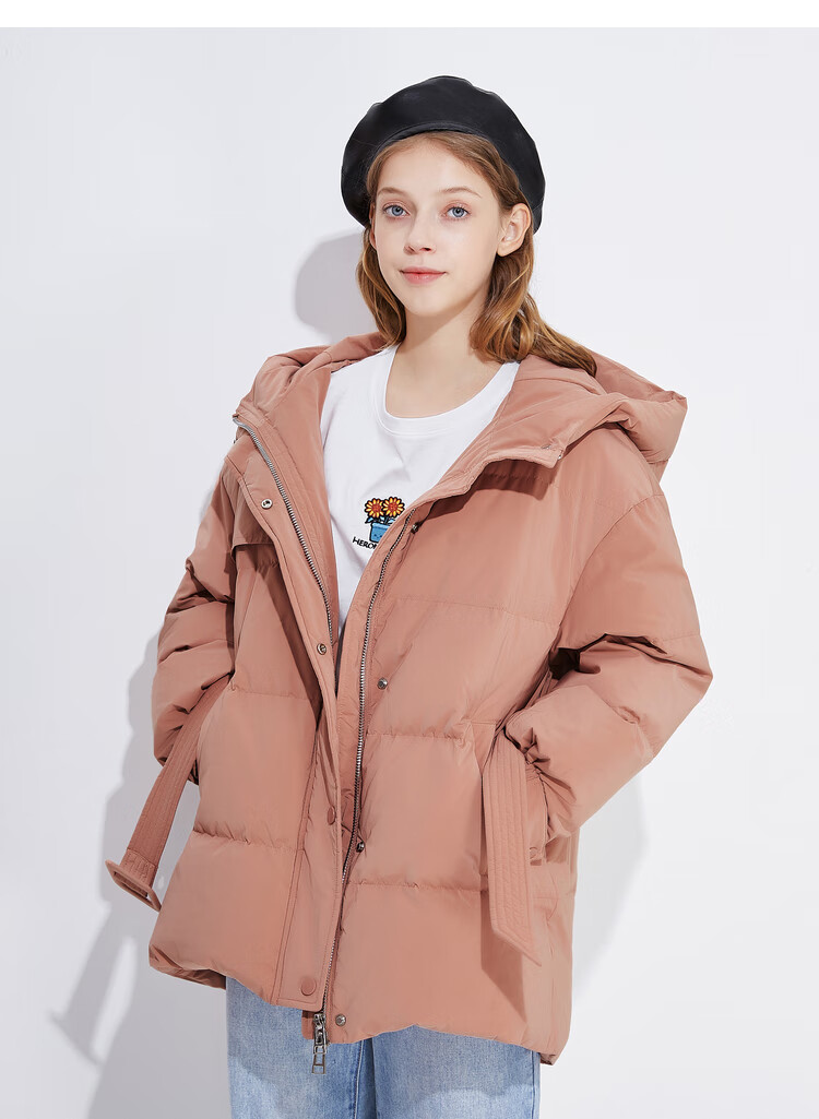 sanfu/三福2020冬季经典简约款拉链收腰保暖连帽羽绒服793198 暗灰 m