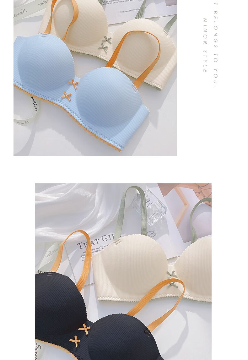 柿子猫 少女文胸高中生内衣初中学生半杯内衣女小胸聚拢学生高中少女