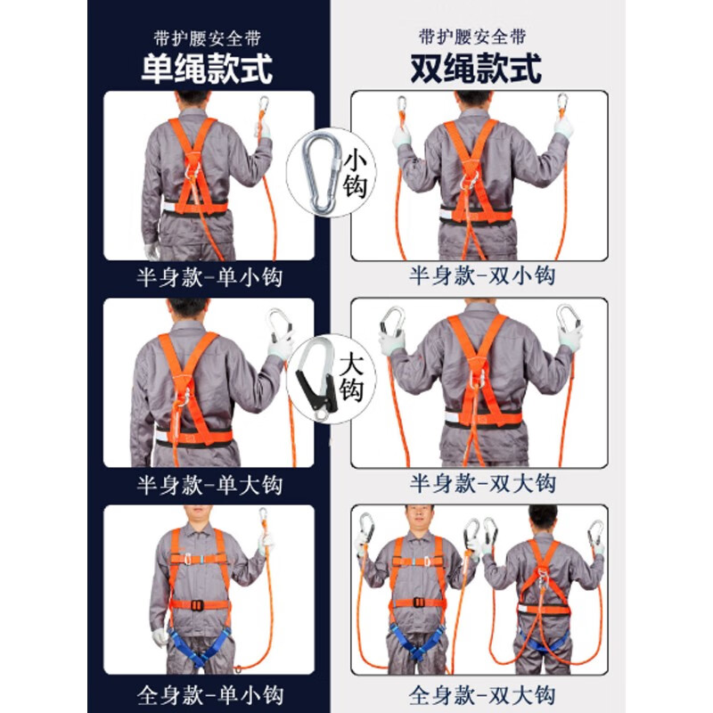 普力捷 高空作业安全带全身式电工五点式防坠落欧式保险带双背腰带