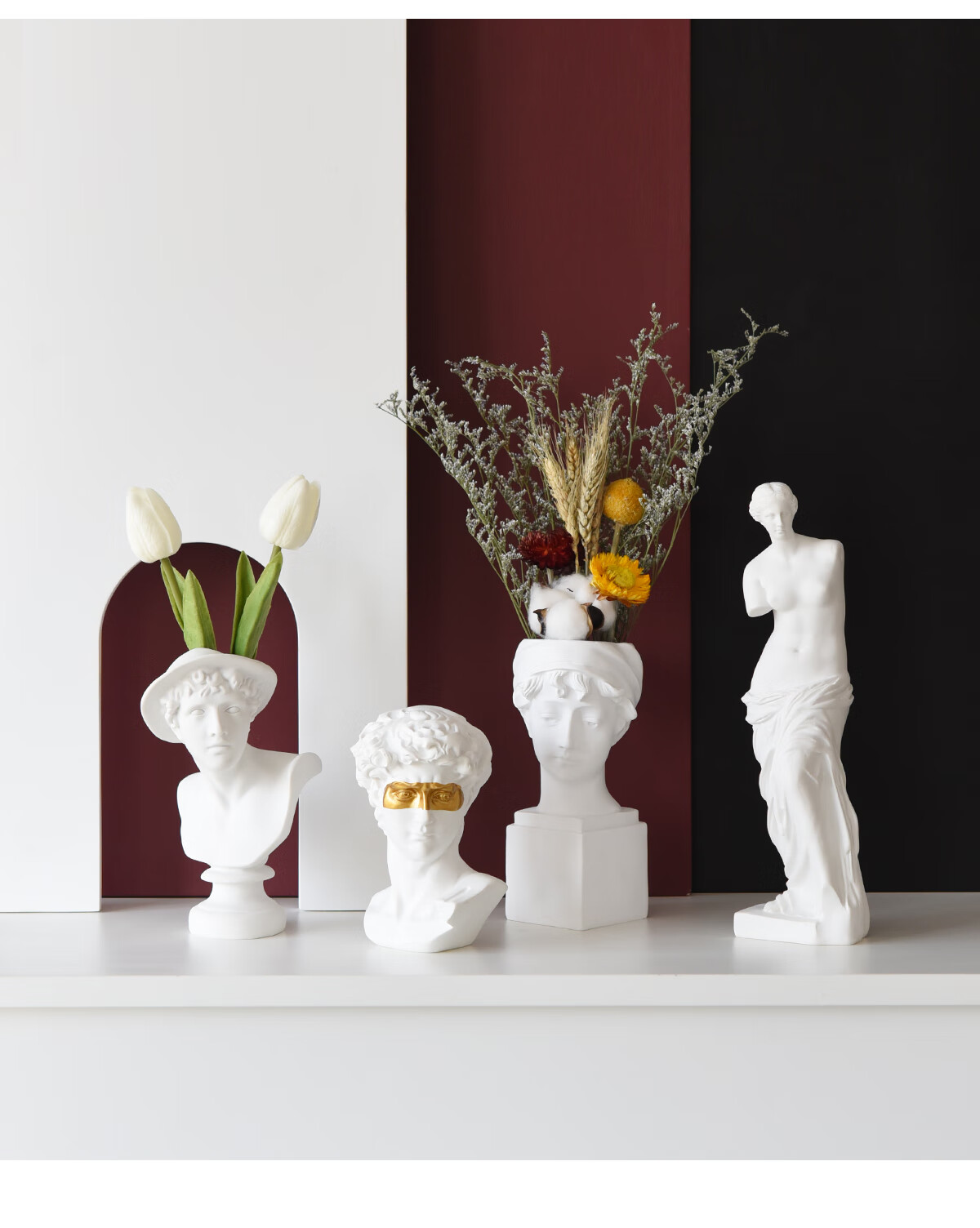 ins北欧风仿石膏人物雕塑雕像客厅柜玄关桌办公室书房装饰品摆件