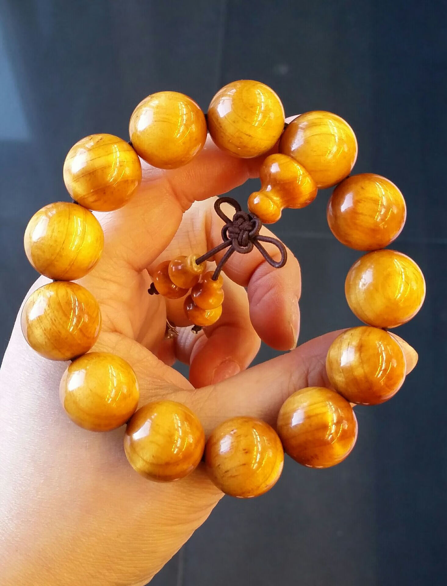 宝札 长白山琥珀木顺风松明子手串 满油全透北沉香佛珠红松香木 浅
