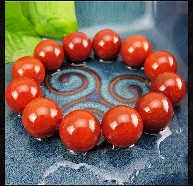 相石缘帝王红龙纹玛瑙手串男女透光红玛瑙手链吉祥红绳单圈串珠 单珠