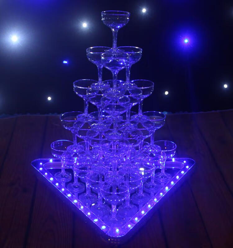 五层发光香槟塔亚克力高脚杯酒塔七层婚礼酒塔a1五层三色光含36个杯子