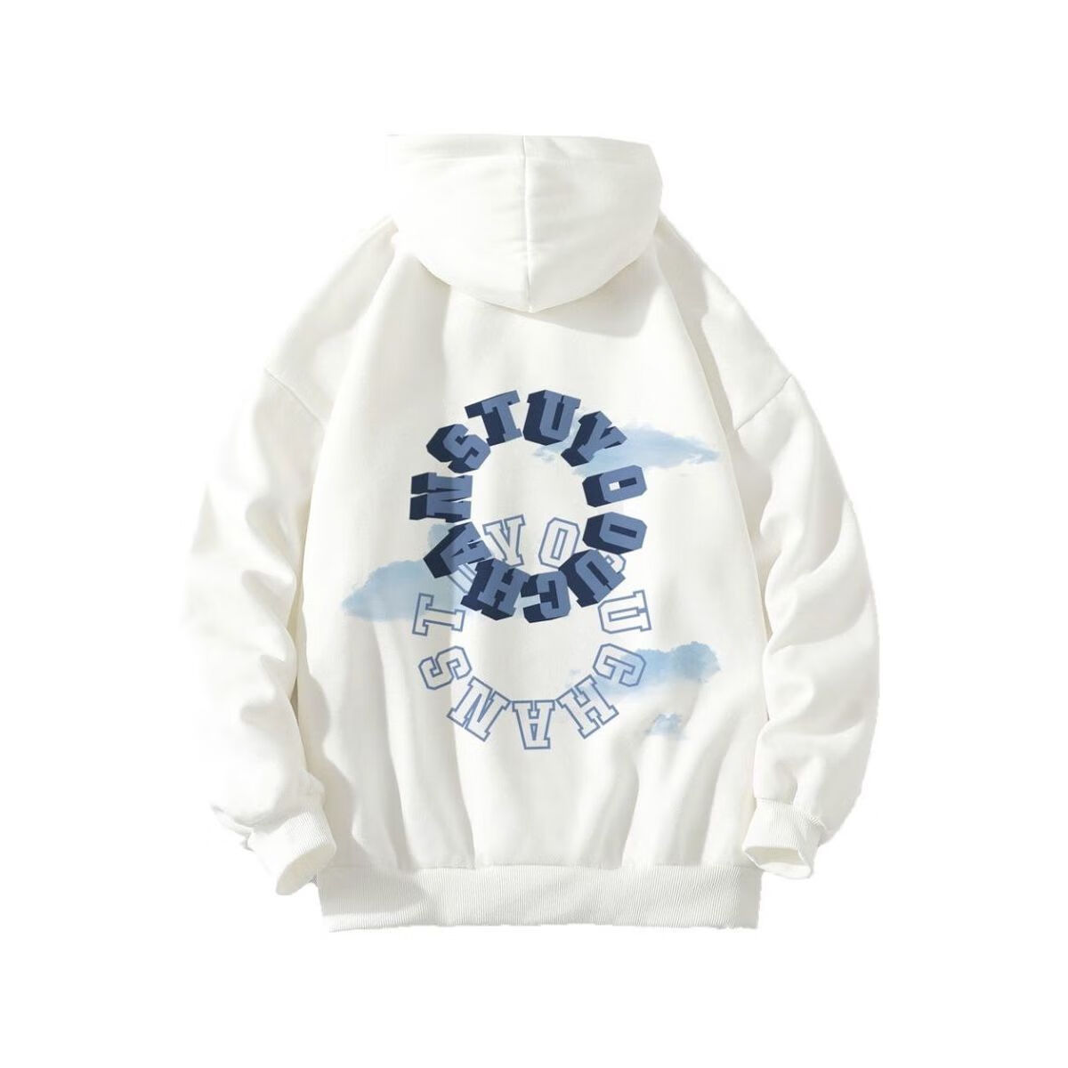 mostvevy teddyisland字母圈圈扎染云朵情侣连帽卫衣男女同款秋冬外套