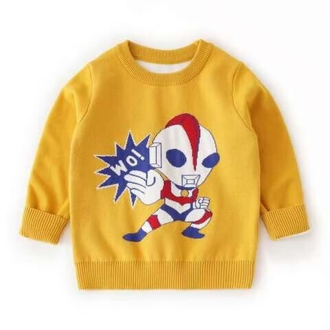 骁尚儿童毛衣男孩新款奥特曼卡通针织衫中小童秋冬双层纯棉打底新年款