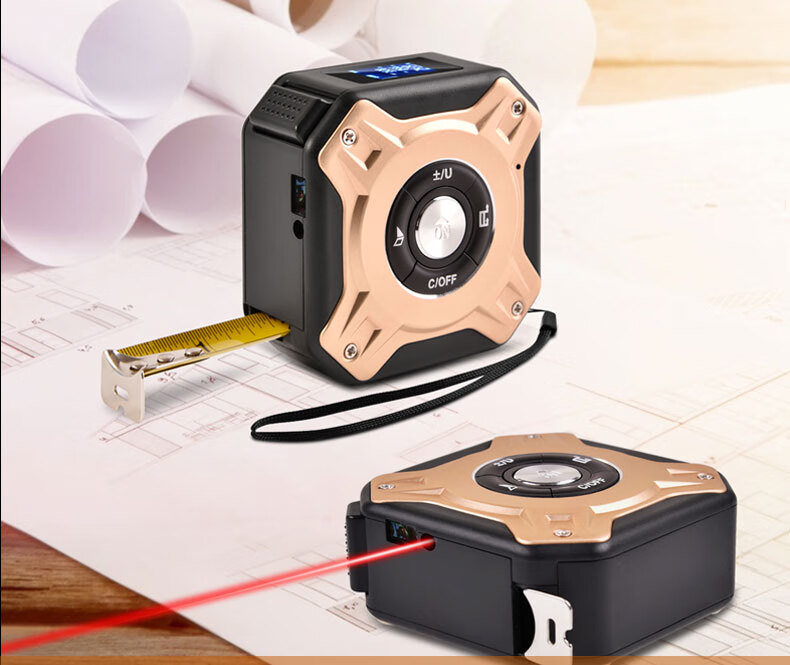 高精度激光卷尺测距仪5米10用电子盒尺防割手拉尺量房版黑银20m一年换