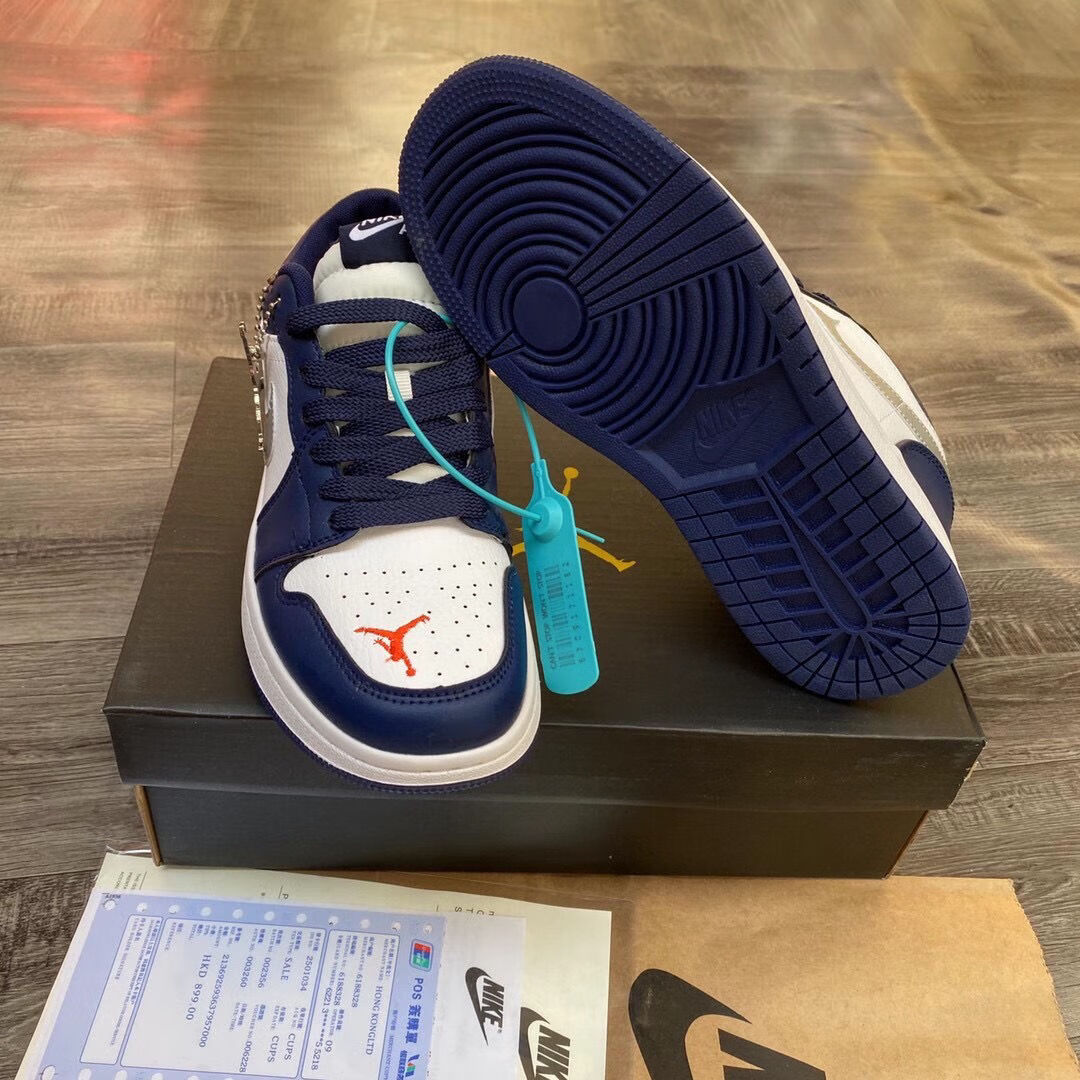 新款aj1 low乔1低帮海军蓝板鞋男学生女运动鞋韩版百搭鞋潮流 藏青色