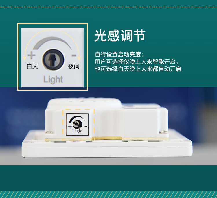 大功率楼梯双控踏步led灯人体感应器光控延时可调感应开关乳白色