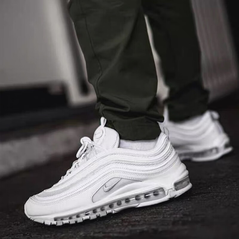 耐克nikeairmax97純白子彈櫻花粉漸變彩虹燈芯絨銀紫全掌氣墊復古運動