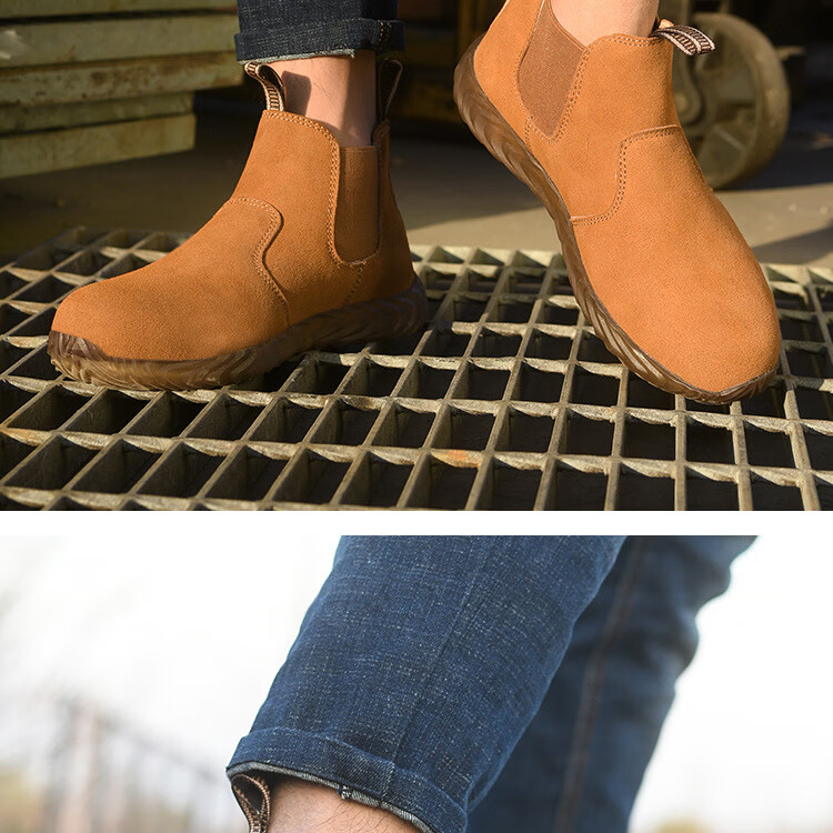 磐王服饰焊工猪皮劳保鞋男软底一脚蹬防砸防刺穿男女工地工作鞋电焊鞋