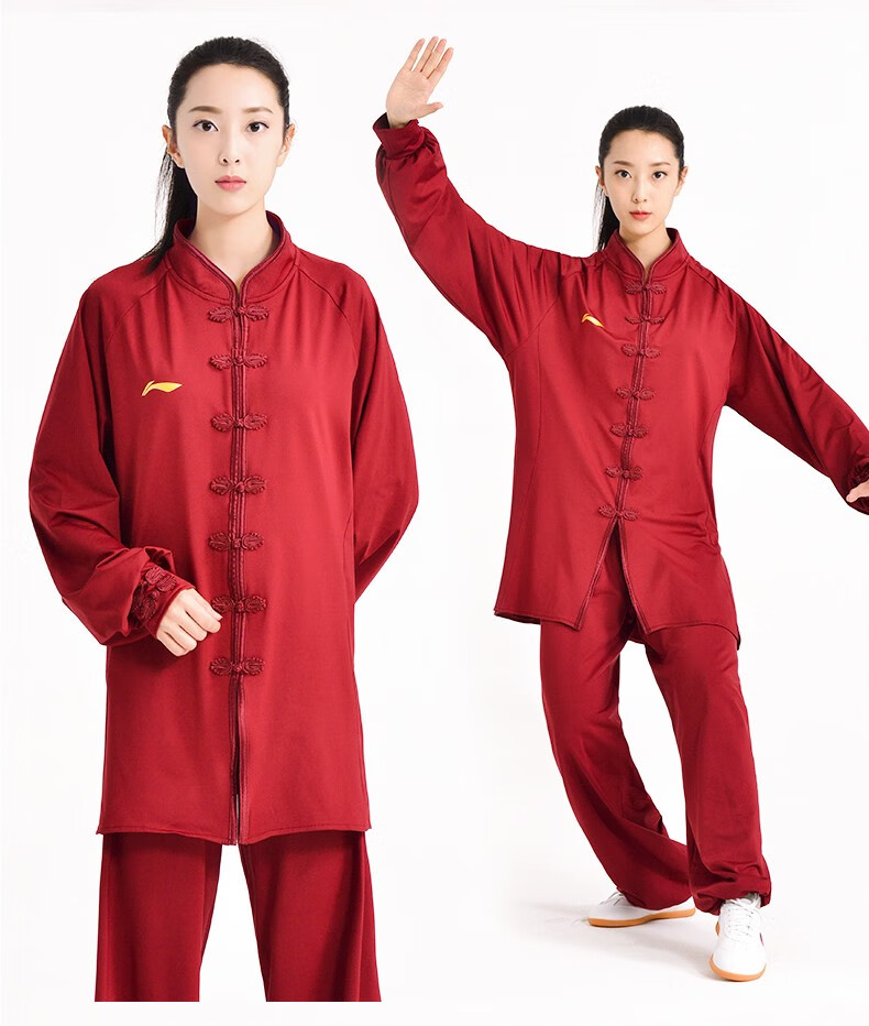 李宁太极服女秋冬季加厚练功服男加绒牛奶丝中老年太极拳武术服装