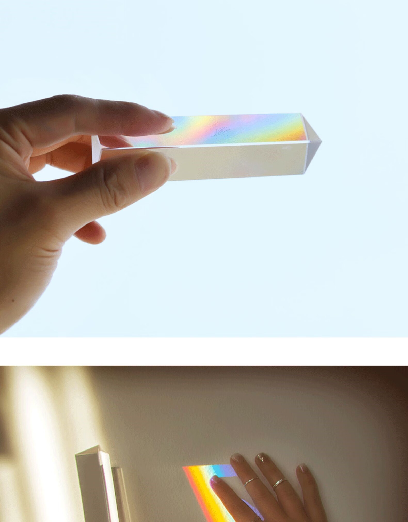 棱镜彩虹拍照摄影道具彩虹学生儿童物理实验器材七色光三角万花筒