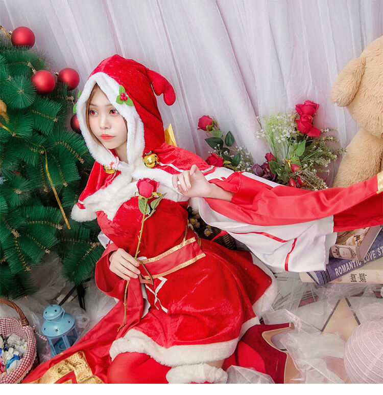 法师貂蝉圣诞恋歌皮肤cos服全套女仆cosplay装 衣服套装(不含袜子) s