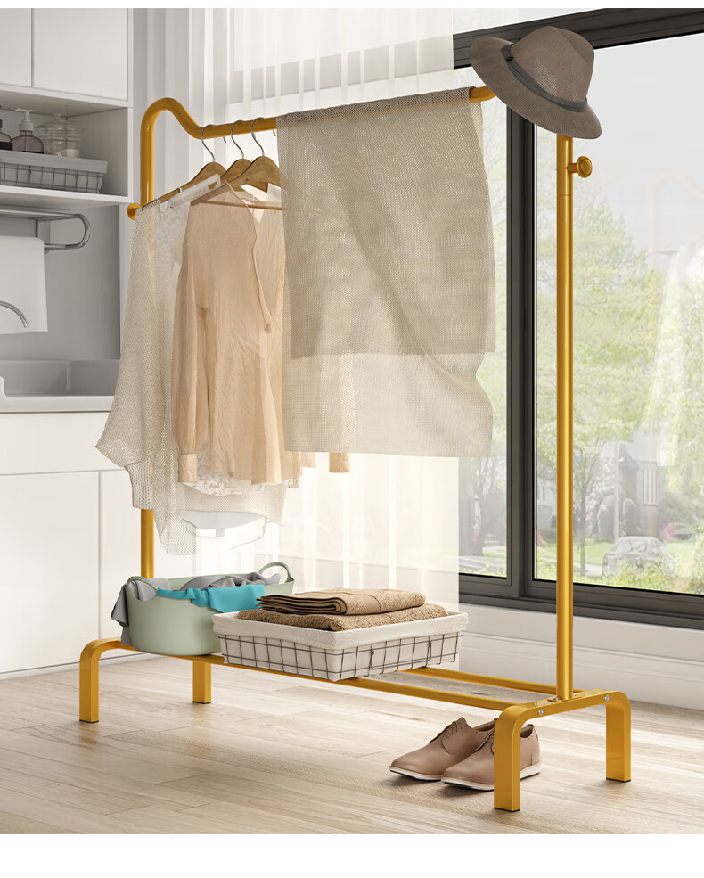 高品质晾衣架简易晾衣架落地折叠室内晒衣服架子阳台收纳凉衣杆宿舍