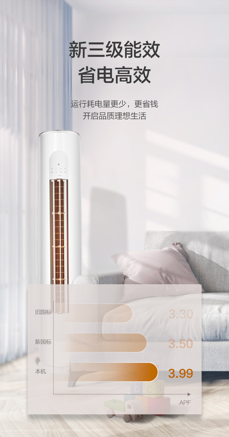 格力天丽变频冷暖3级3匹圆柱空调柜机kfr72lw72530fnhatb33匹