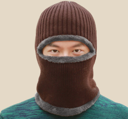 土匪帽 毛线帽子男女冬天套头帽保暖蒙面骑车防风寒东北帽围巾围脖