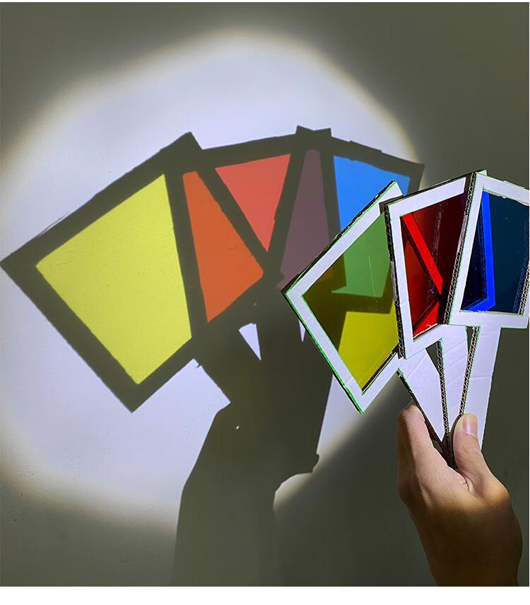 润夏彩色玻璃纸透明幼儿园手工七彩美术纸儿童认知科学光影灯笼彩虹膜