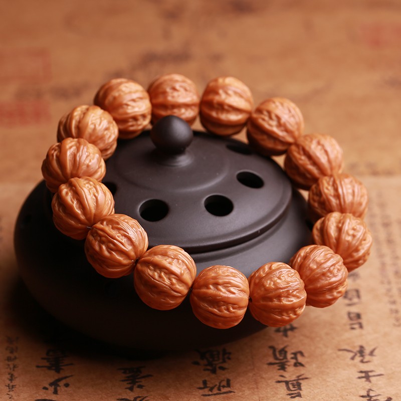 爱优美毕业级天然猴头核桃雕刻京八棱手串佛珠手链男女文玩把玩土豪