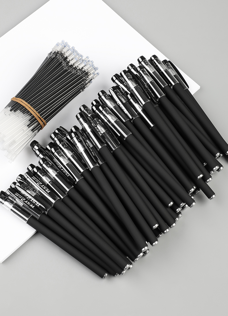 世宜得原力磨砂中性笔笔芯100支黑笔学生用水笔办公用笔磨砂中性笔0.