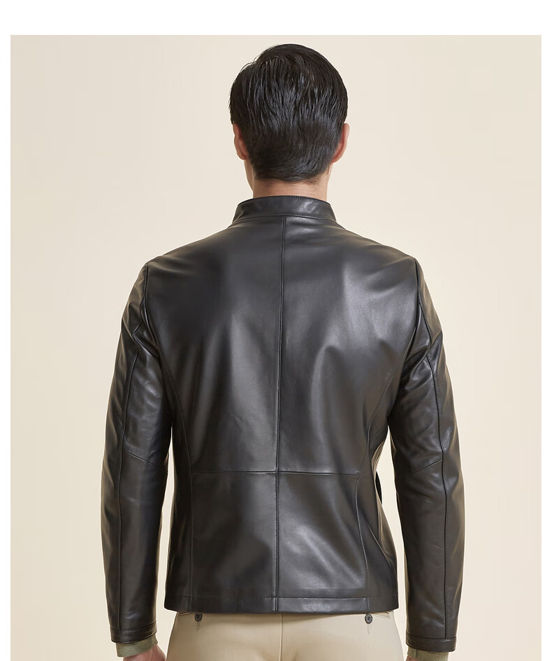 q七匹狼皮衣男士新款时尚舒适立领商务休闲真皮外套 001(黑色) 175