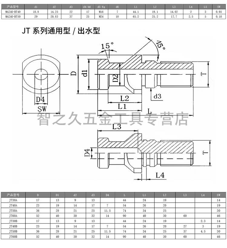 数控拉钉bt40bt3045度高精通水通孔加工中心拉杆bt50刀柄拉丁bt3045