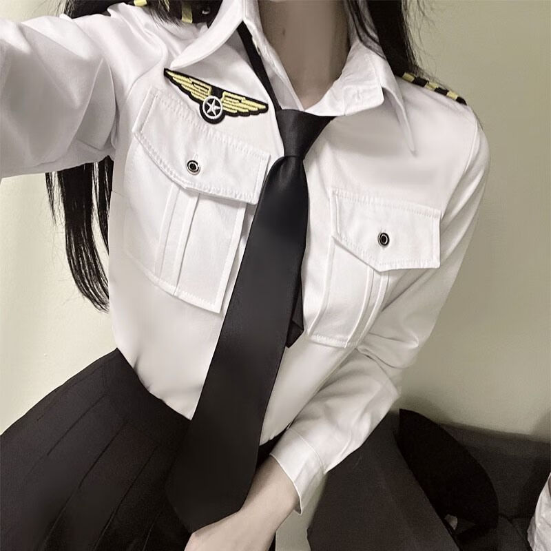 品质精选空姐jk制服套装女夜店酒吧工作服海军风职业装长袖领带衬衣两