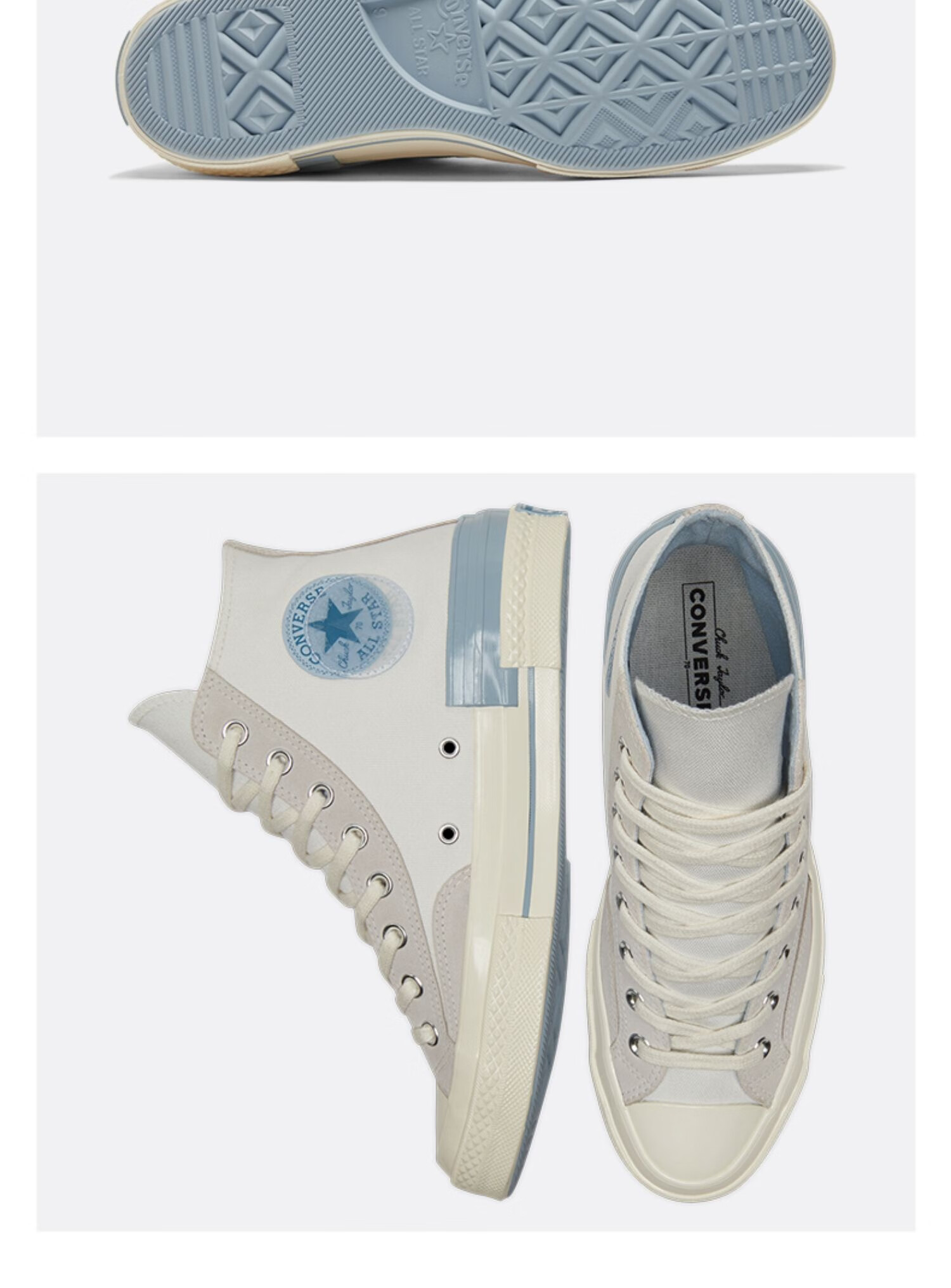 converse匡威女鞋1970s男鞋白蓝粉鸳鸯解构拼接高帮帆布鞋173100c