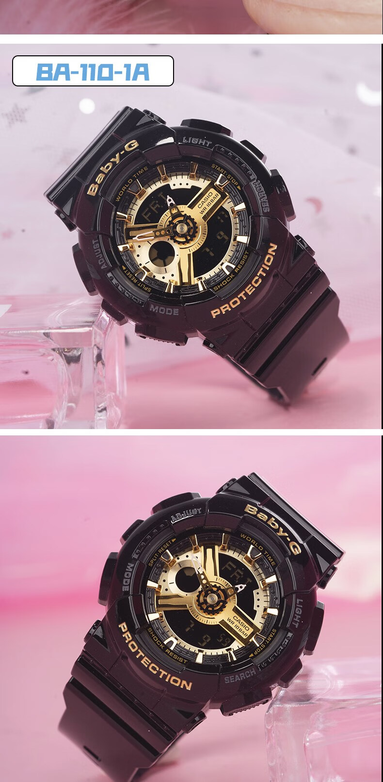 卡西欧baby g手表女 ba-110-7a1/112-1a女士蓝白运动防水电子女表 ba