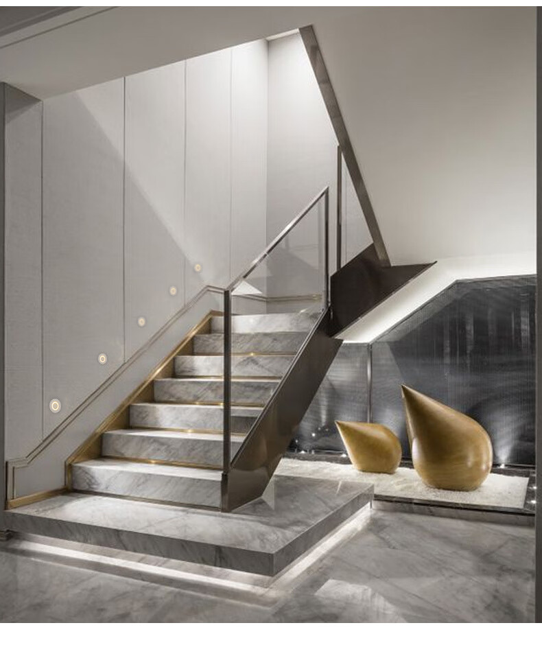 led过道灯圆家用墙脚壁灯嵌入式楼梯踏步灯台阶小夜灯隐藏地脚灯 【开