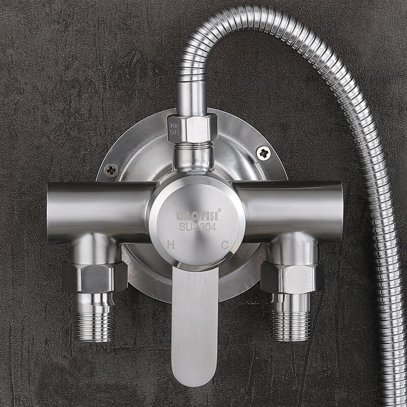 304不锈钢明装淋浴龙头 太阳能热水器混水阀冷热水龙头挂墙式水阀 304