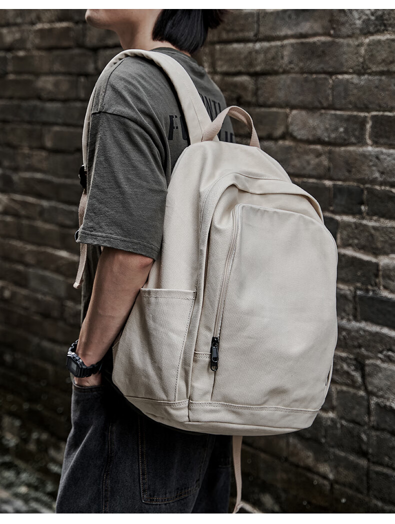 Fanzhe Canvas Backpack Men Large Capacity Casual Travel Bag Durable Simple High School Student Schoolbag Trendy Brand 2