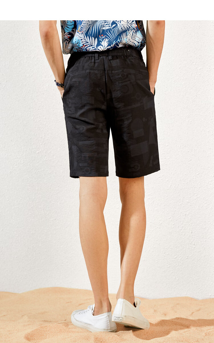 hla海澜之家休闲中裤男时尚潮流花纹