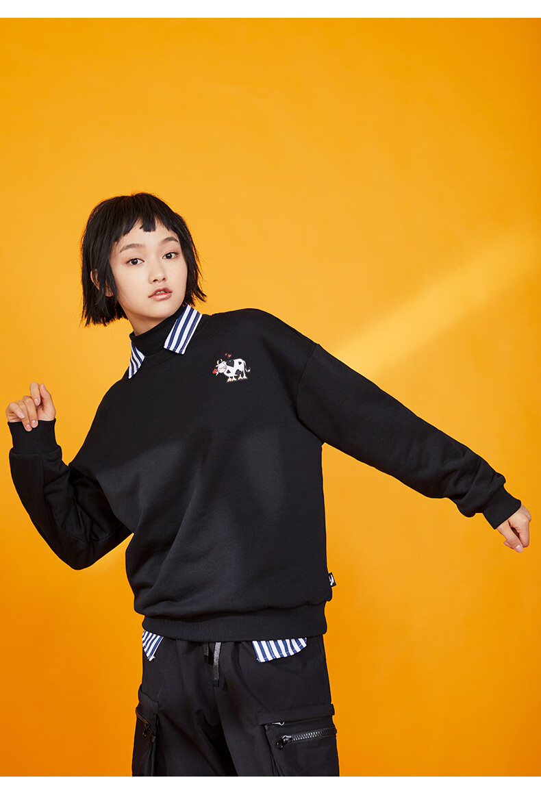 安踏卫衣女牛年限定2021春夏新年运动圆领套头衫宽松休闲长袖上衣官方