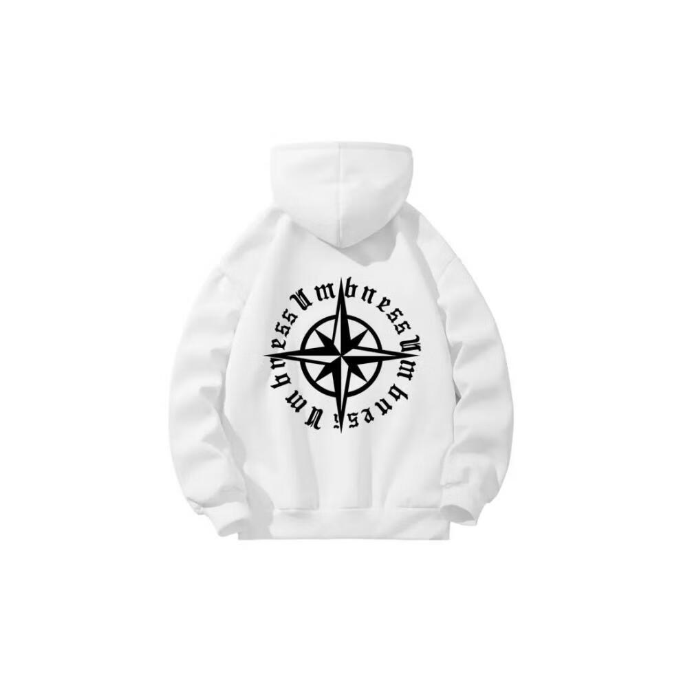 里农重磅纯棉新款秋装美式潮牌指南针印花oversize休闲宽松连帽卫衣