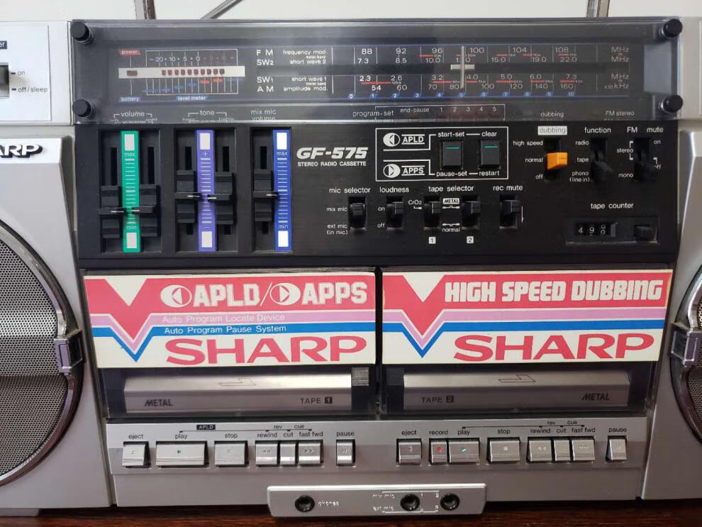 80年代录音机磁带卡带机播放机收录机怀旧 银色夏普gf-575 夏普gf-575