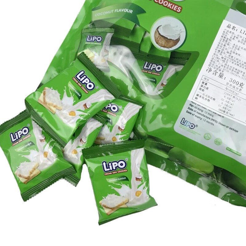 越南进口 利葡(lipo)面包干椰子味300g 休闲零食特产 饼干糕点 早餐奶