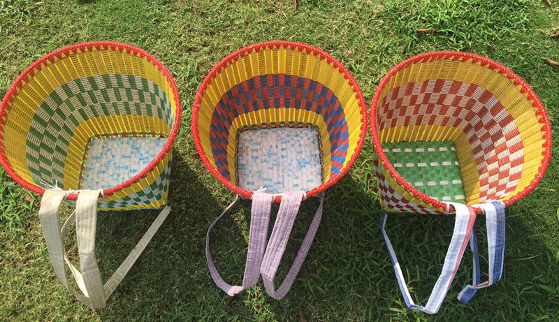 珠筠 纯手工编织塑料竹背篓买菜采摘茶收纳舞蹈影视道具背筐 钢化小号