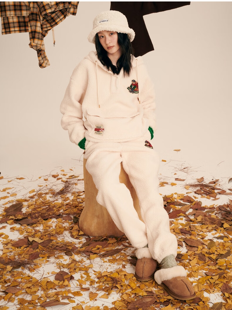 teenieweenie小熊仿羊羔绒厚款套头卫衣早秋新款女装20