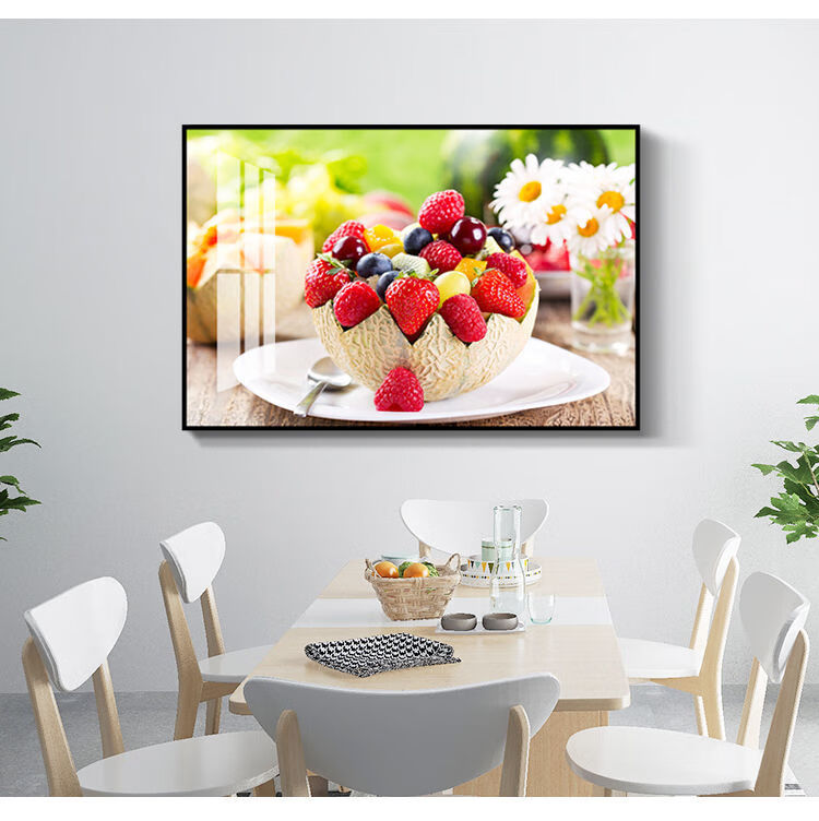 同款晶瓷镶钻餐厅装饰画水果饭厅挂画现代简约餐桌壁画免酒杯时尚墙画