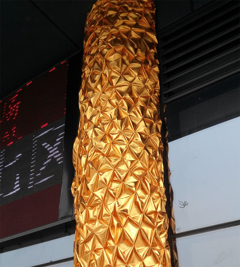 烫金布包树布裹包柱子金色的布节日舞台包墙背景布料罗马柱装饰 平金