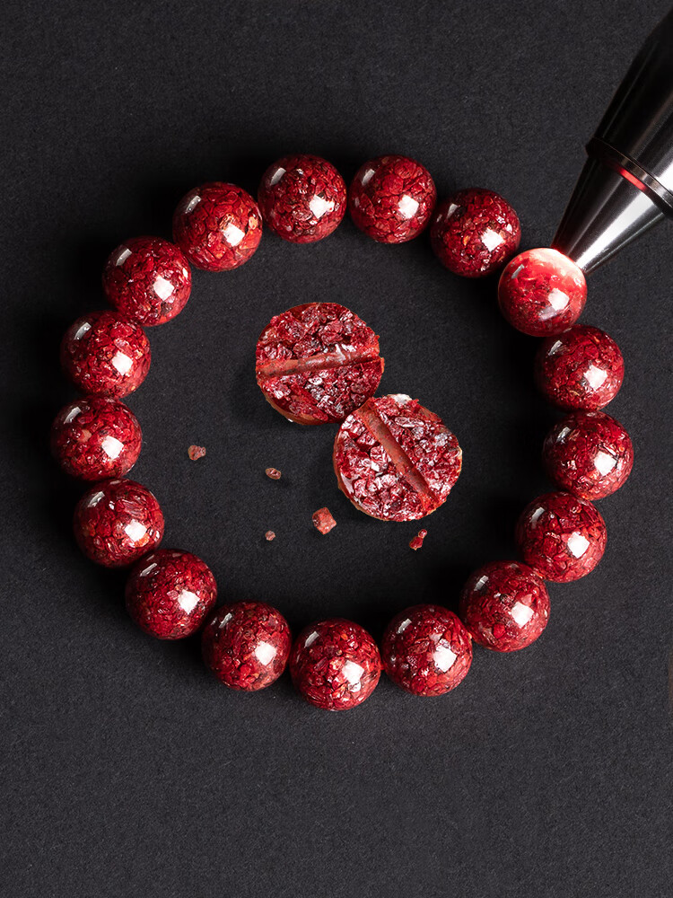 天然原矿石帝王朱砂手串高含量紫金砂晶体砂本命年男女手链饰品12mm女