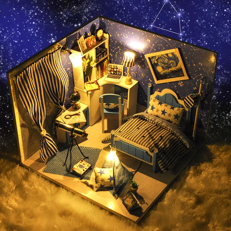diy梦星空 小屋手工制作别墅房子建筑模型拼装女孩生日礼物情人节 地