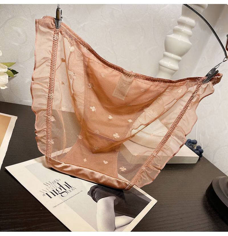 浪莎性感蕾丝内裤时尚低腰甜美透气棉裆三角裤女士舒适女式学生少女底