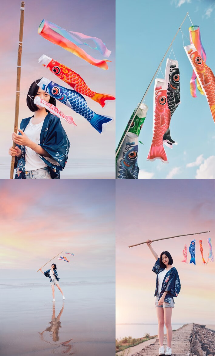 鲤鱼旗流苏儿童玩具风帆饰品导游旗日本和风幡料理店装饰彩旗 100cm