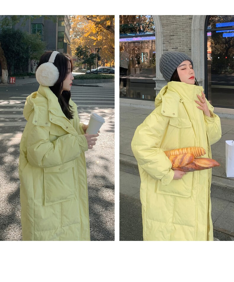 拉夏贝尔homme 流行羽绒服女中长款2022年新款韩系冬季加厚面包服感