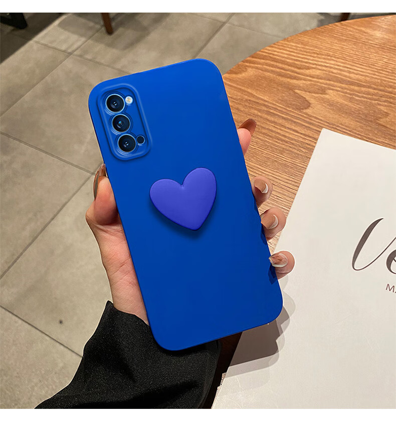 镇都兴克莱因蓝opporeno4手机壳网红简约新款外壳reno4pro纯色女款