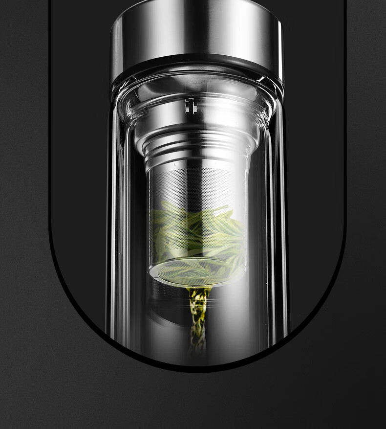 德国进口品质双层玻璃杯感耐热防爆微保温茶水分离泡茶杯个人水杯男士